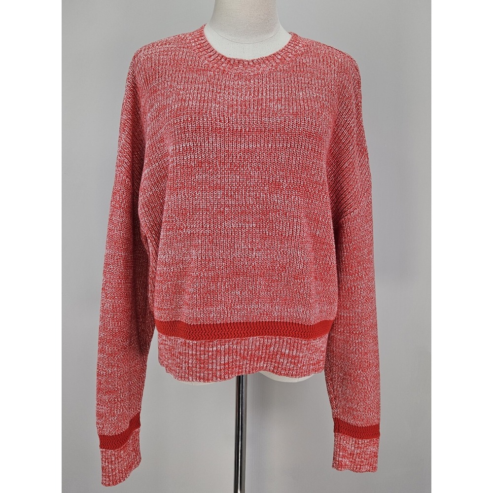 Sweaty Betty Womens Organic Cotton Boxy Sweater Small Sunday Ribbed Pentas Red